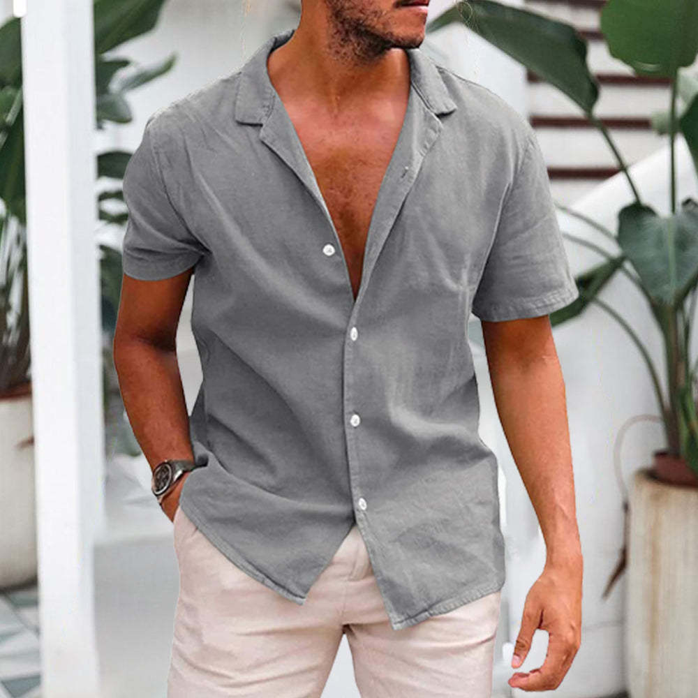 Ahlsentop Kurzarmhemd aus atmungsaktivem Leinen für Herren