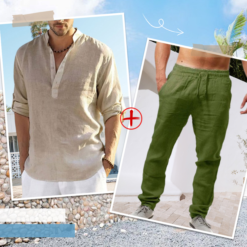 AHLSENTOP™ Herren-Leinenanzug (Langarmhemd + Hose)