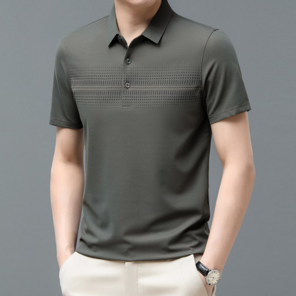 Ahlsentop™ Herren-Kurzarm-T-Shirt aus Eisseide, Herren-Revers-Poloshirt