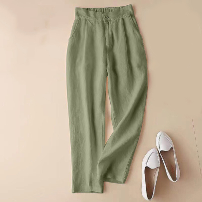 AHLSENTOP Sommerliche Damen-Leinen-lose, lässige, gerade Hose