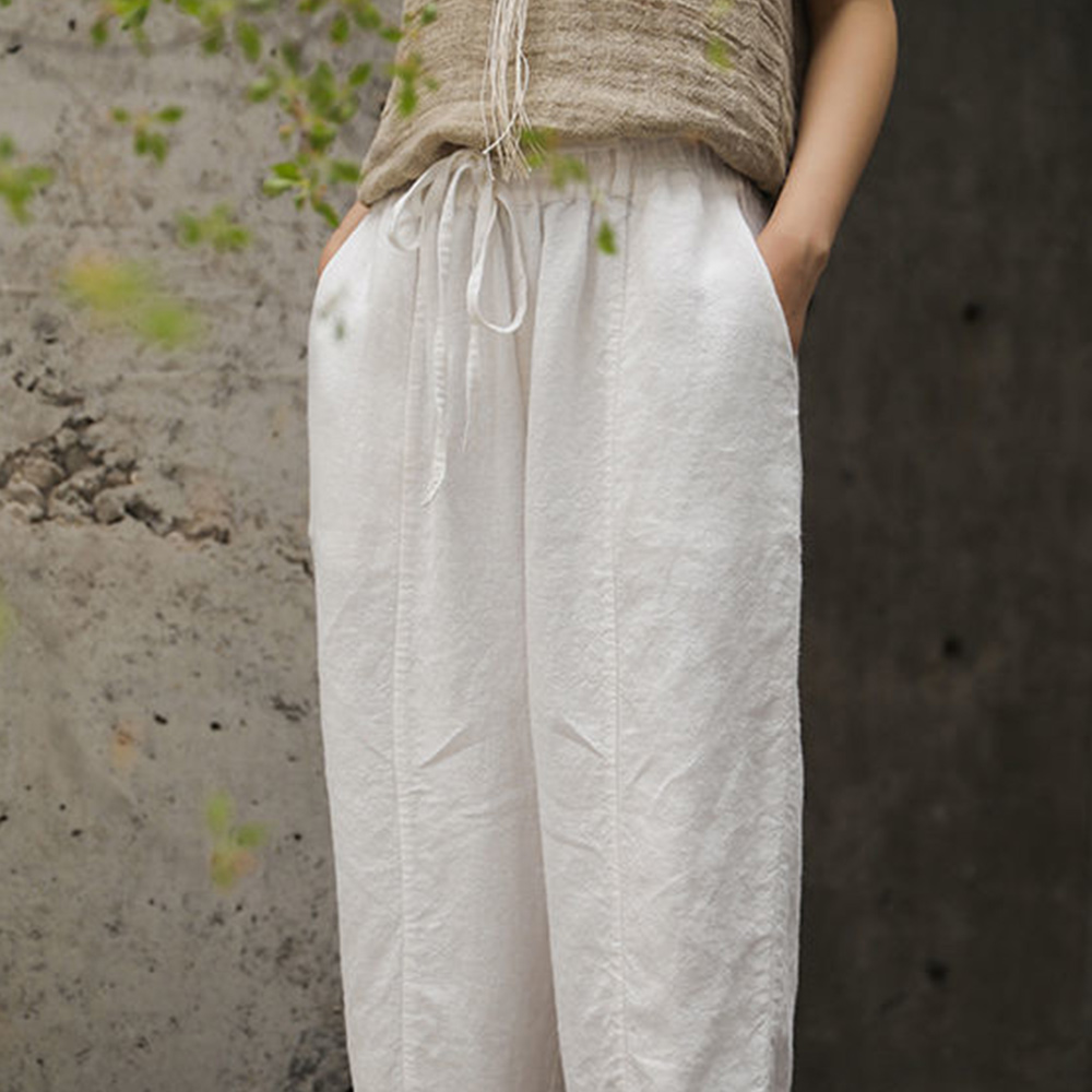 AHLSENTOP Lässige neunte Sommerhose aus Baumwolle und Leinen für Damen
