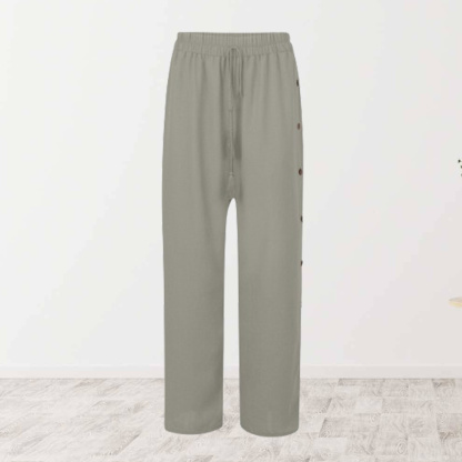 AHLSENTOP Modische Damen-Hose mit elastischem Bund und lockerem, geknöpftem weitem Bein