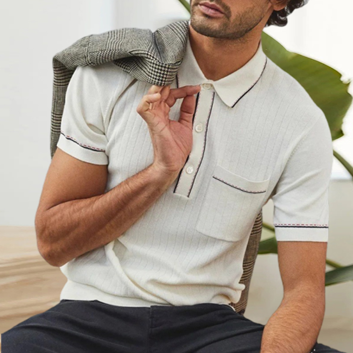 Ahlsentop™ 2023 sommer Neue männer Gestrickte Revers Polo-Shirt Mit Kurzen Ärmeln