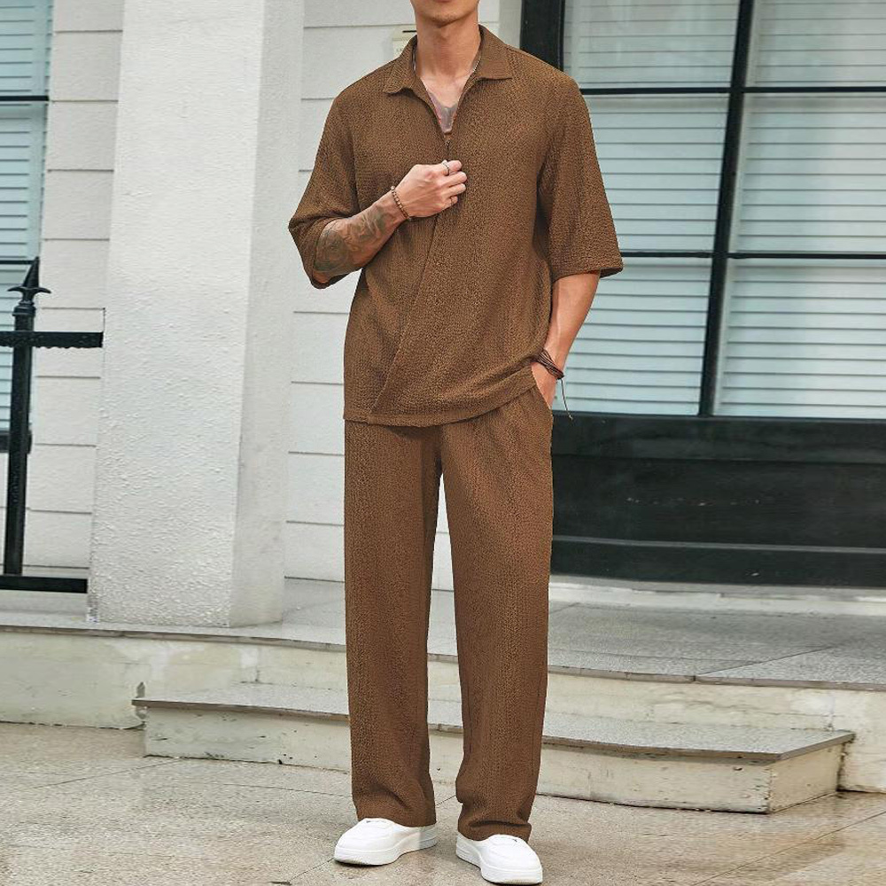 AHLSENTOP™ Lockerer, lässiger Herren-Hosenanzug mit kurzen Ärmeln