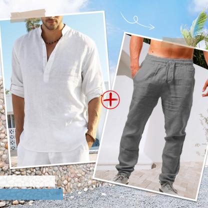 AHLSENTOP™ Herren-Leinenanzug (Langarmhemd + Hose)