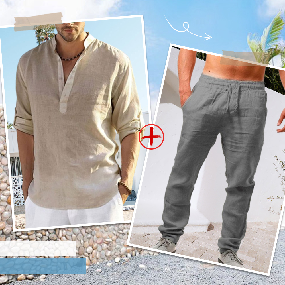 AHLSENTOP™ Herren-Leinenanzug (Langarmhemd + Hose)