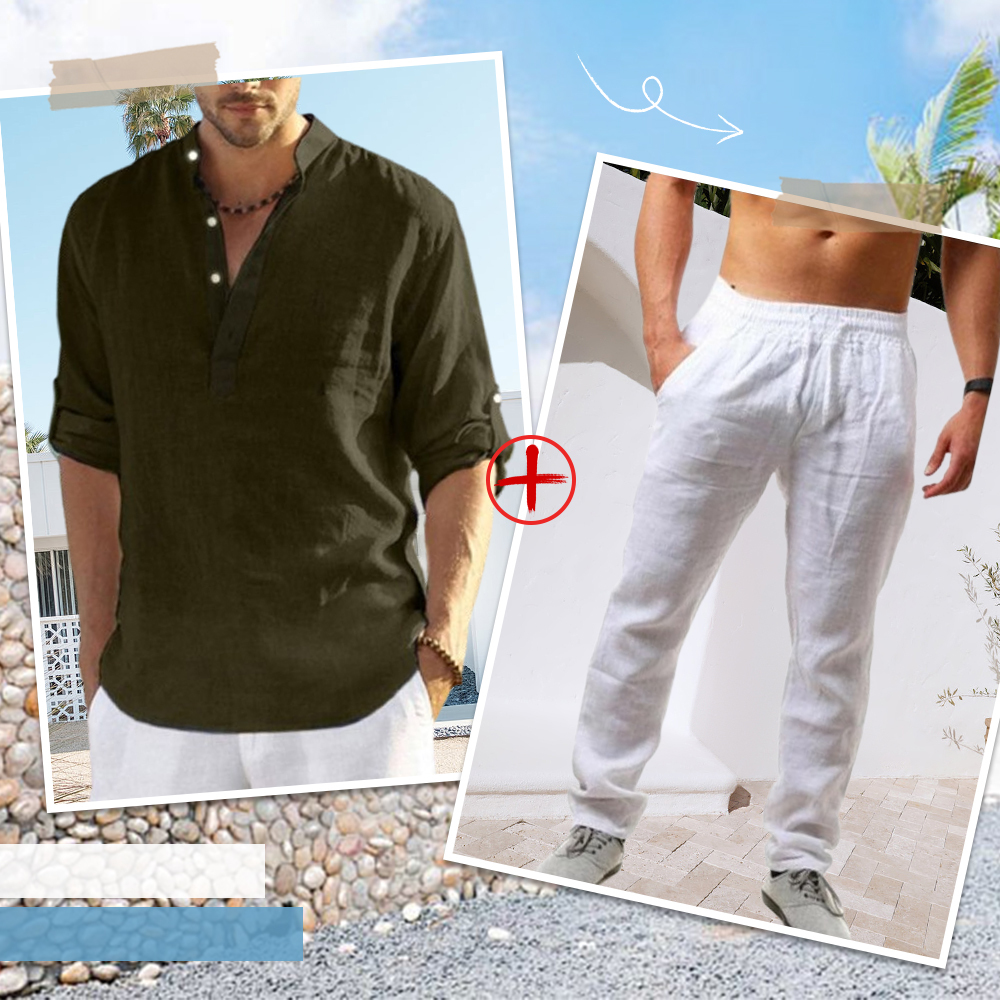 AHLSENTOP™ Herren-Leinenanzug (Langarmhemd + Hose)