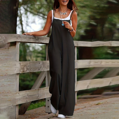 AHLSENTOP™ Damen-Jumpsuit mit hoher Taille ärmellos und weitem Bein