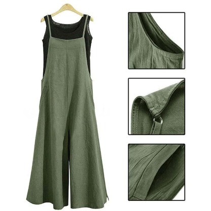 AHLSENTOP™ Damen-Jumpsuit mit hoher Taille ärmellos und weitem Bein