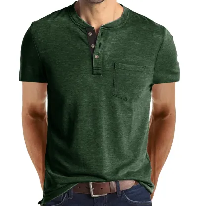 AHLSENTOP™ Sommer neue Herren lässig Rundhalstasche kurze Ärmel