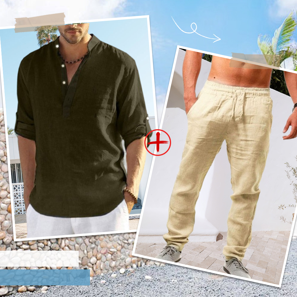 AHLSENTOP™ Herren-Leinenanzug (Langarmhemd + Hose)