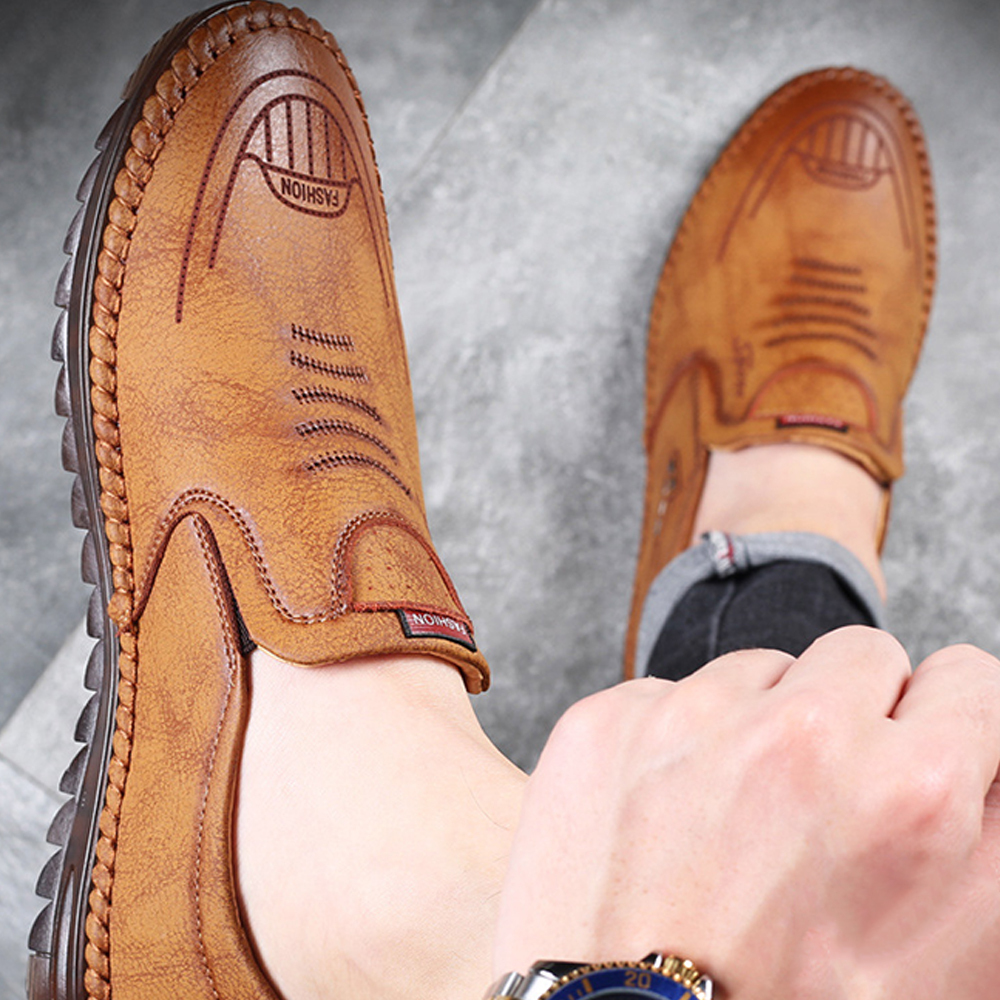 Ahlsentop Handgenähte Slip-On-Schuhe für Herren im neuen Stil mit weicher Sohle