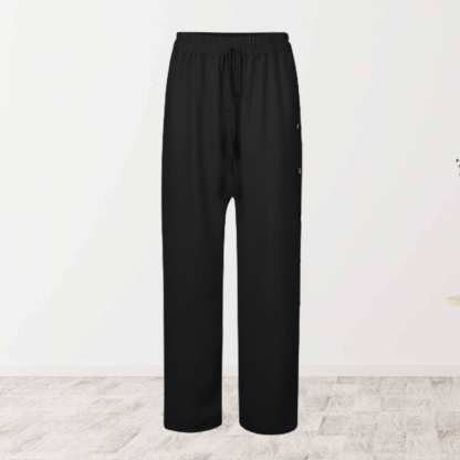 AHLSENTOP Modische Damen-Hose mit elastischem Bund und lockerem, geknöpftem weitem Bein