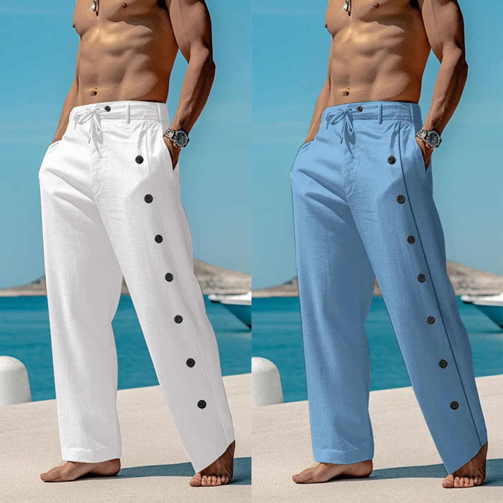 AHLSENTOP Strandhose aus Leinen mit Schnürung für Herren