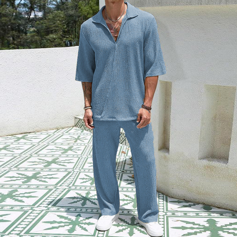 AHLSENTOP™ Lockerer, lässiger Herren-Hosenanzug mit kurzen Ärmeln