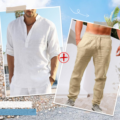 AHLSENTOP™ Herren-Leinenanzug (Langarmhemd + Hose)