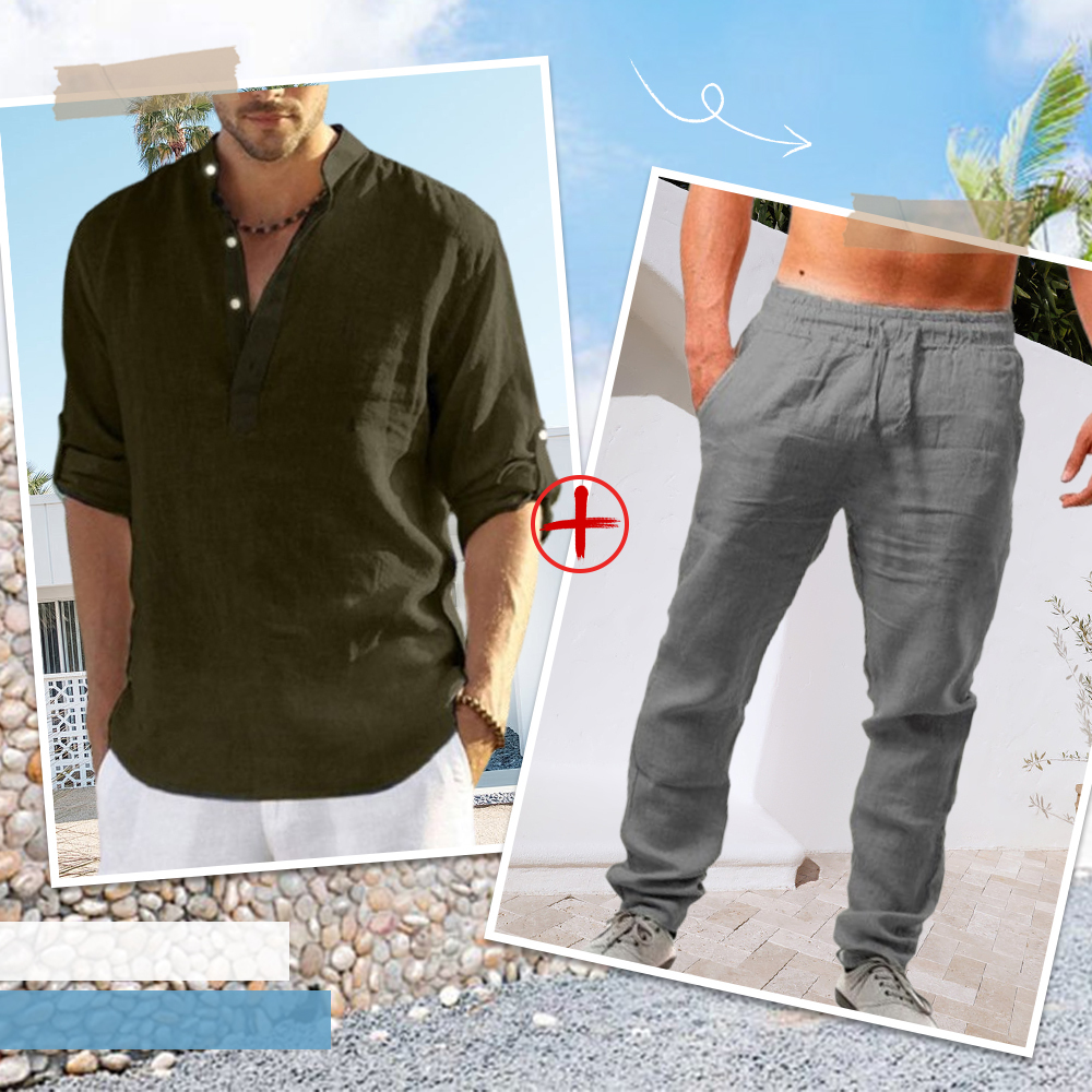 AHLSENTOP™ Herren-Leinenanzug (Langarmhemd + Hose)