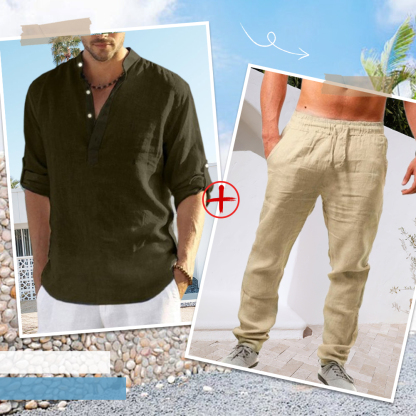 AHLSENTOP™ Herren-Leinenanzug (Langarmhemd + Hose)