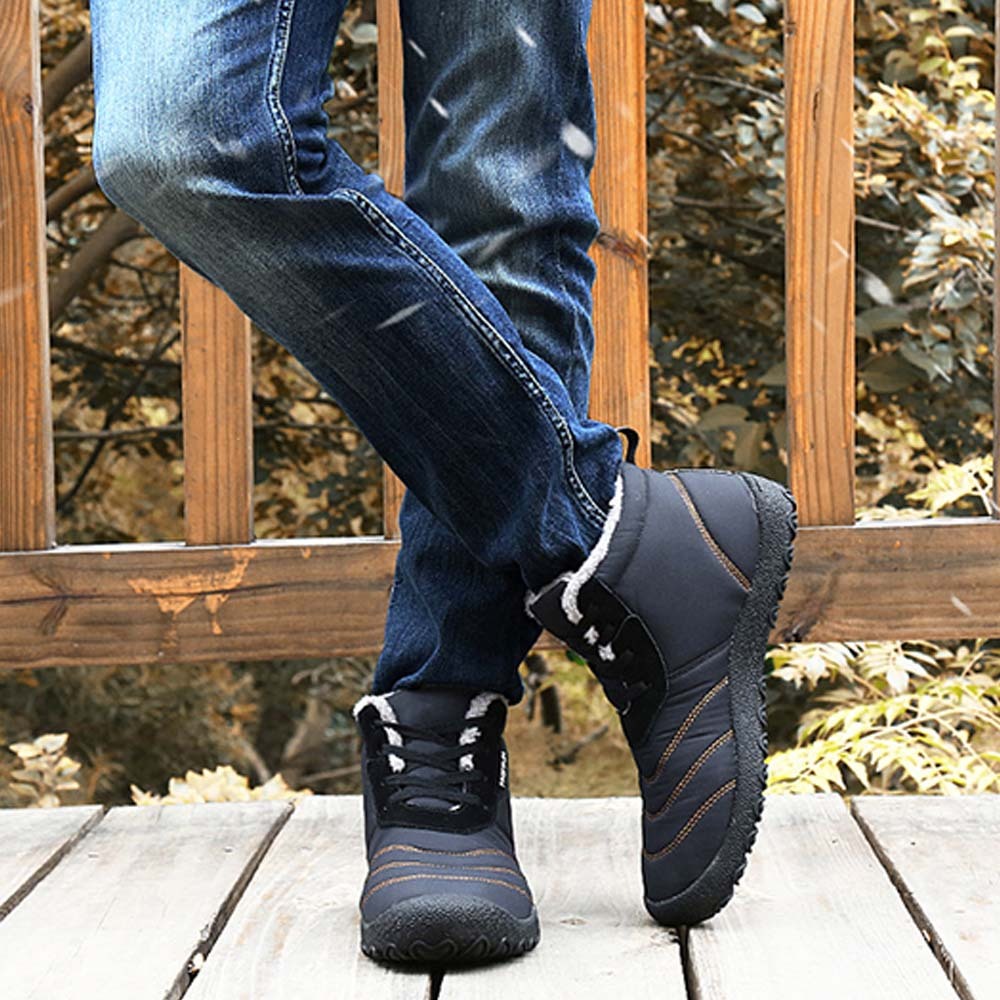 Ahlswetop Schnür-High-Top-wasserdichte Outdoor-Sport-Schneestiefel für Herren und Damen