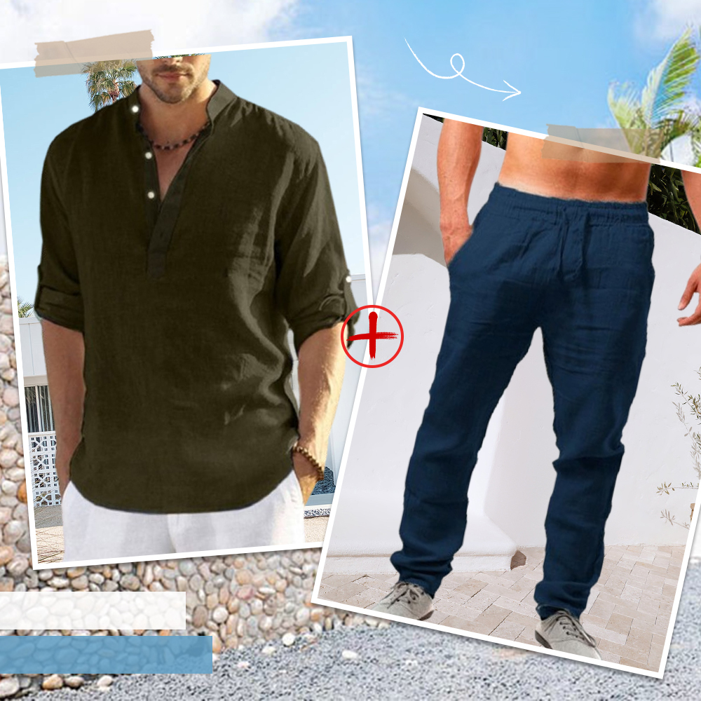 AHLSENTOP™ Herren-Leinenanzug (Langarmhemd + Hose)