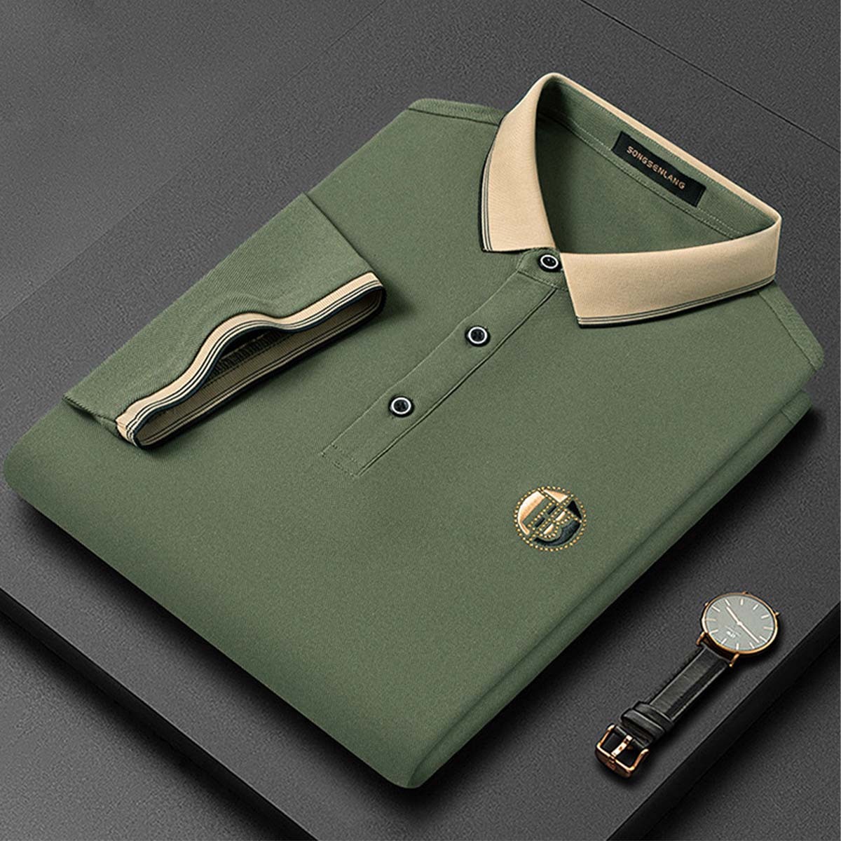 AHLSENTOP Frühling und sommer neue männer lässig revers dünne lose T-shirt POLO-shirt