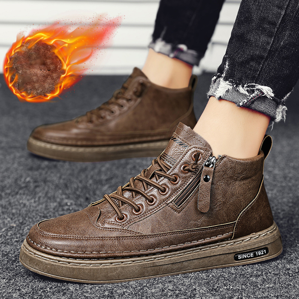 AHLSENTOP Herbst und Winter neue Leder- und Samt-Martin-Stiefel für Herren