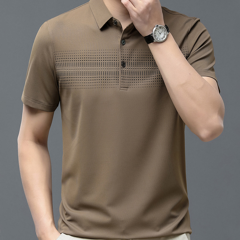 Ahlsentop™ Herren-Kurzarm-T-Shirt aus Eisseide, Herren-Revers-Poloshirt