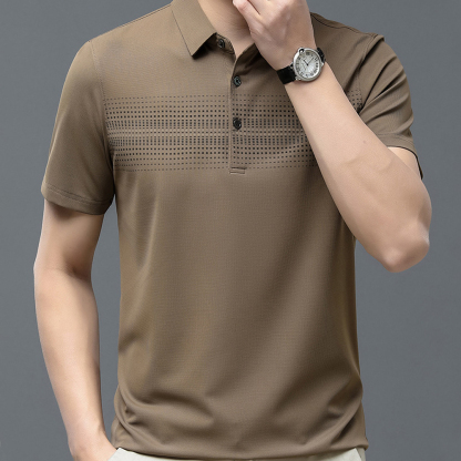 Ahlsentop™ Herren-Kurzarm-T-Shirt aus Eisseide, Herren-Revers-Poloshirt