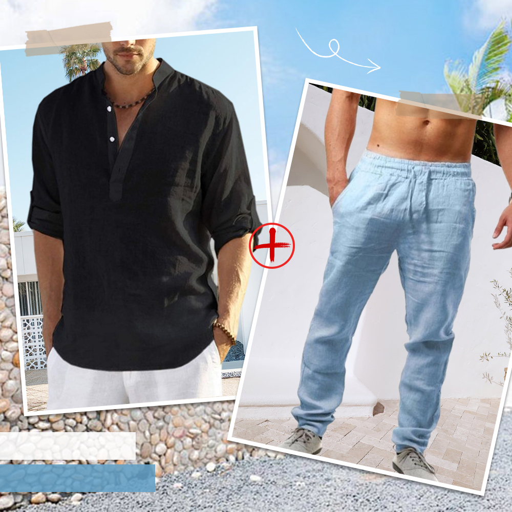 AHLSENTOP™ Herren-Leinenanzug (Langarmhemd + Hose)