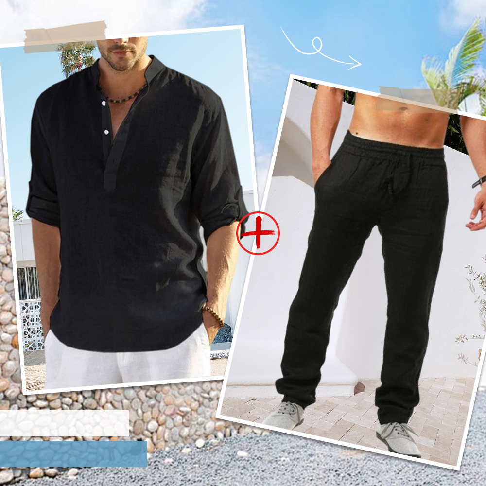 AHLSENTOP™ Herren-Leinenanzug (Langarmhemd + Hose)