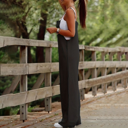 AHLSENTOP™ Damen-Jumpsuit mit hoher Taille ärmellos und weitem Bein