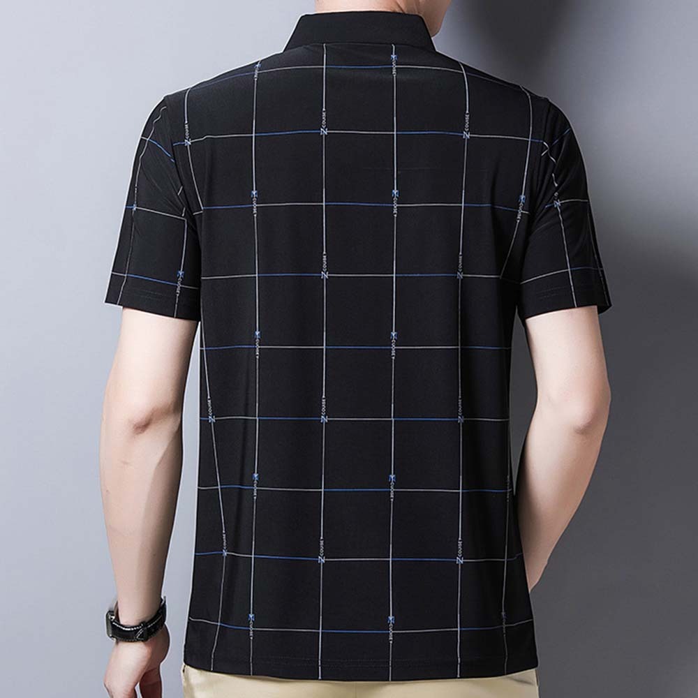 AHLSENTOP® Sommerliches neues Herren-Kurzarm-T-Shirt aus Eisseide mit Karomuster