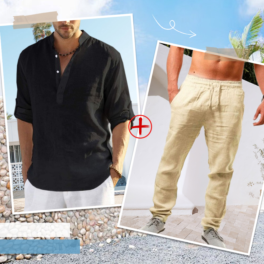 AHLSENTOP™ Herren-Leinenanzug (Langarmhemd + Hose)