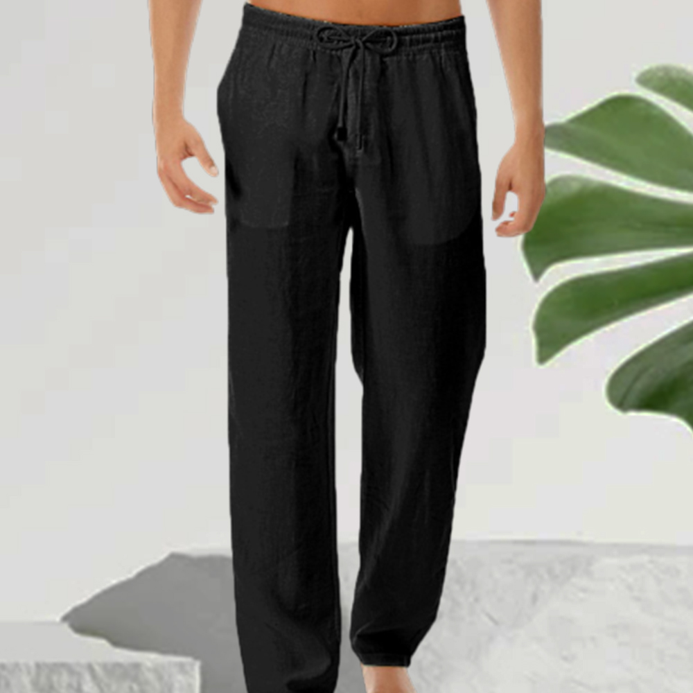 Ahlsentop™ Neue Sommer-Freizeithose für Herren aus Baumwolle und Leinen in einfarbiger Farbe