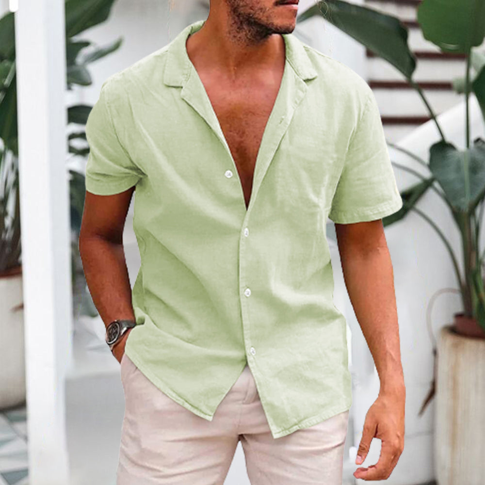 Ahlsentop Kurzarmhemd aus atmungsaktivem Leinen für Herren