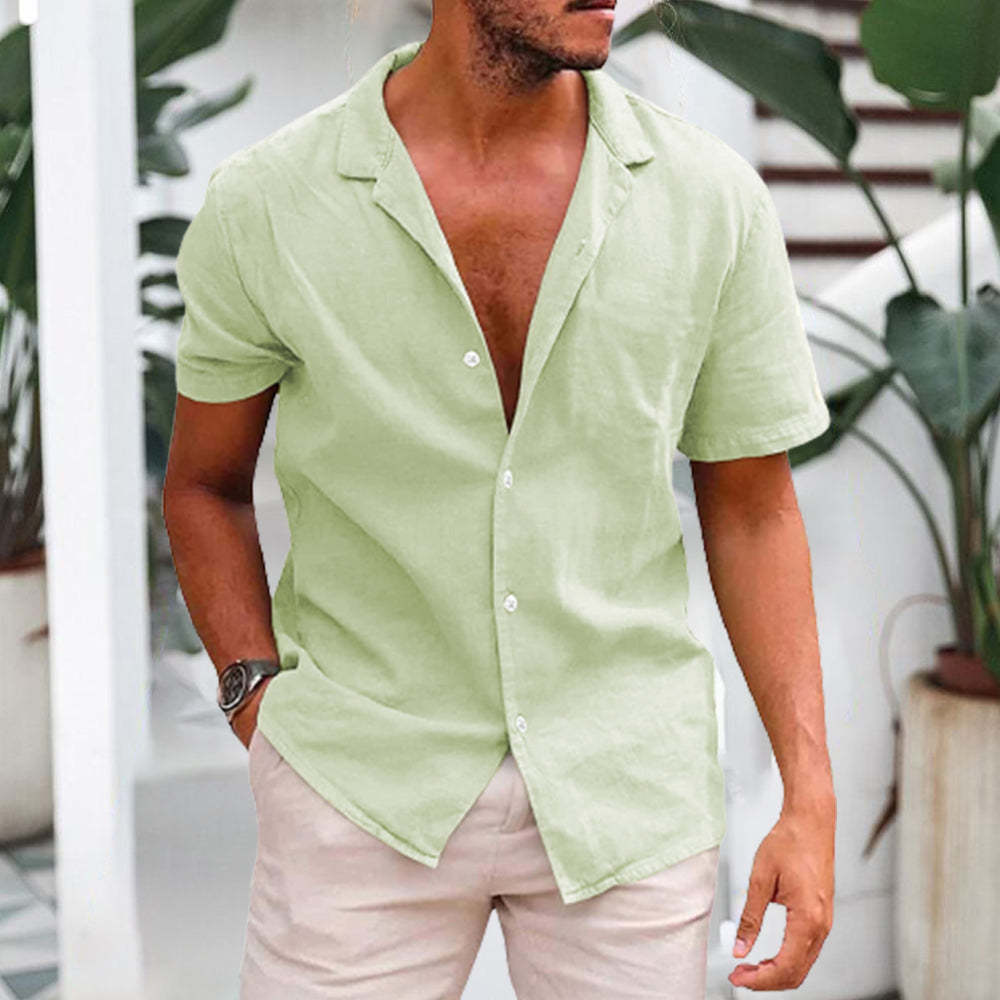 Ahlsentop Kurzarmhemd aus atmungsaktivem Leinen für Herren