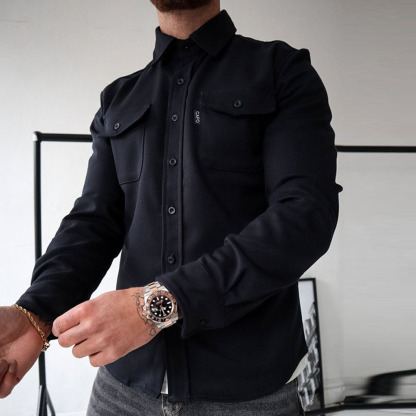 Ahlsentop Lässige Herren-Hemdjacke mit Knopf und Revers