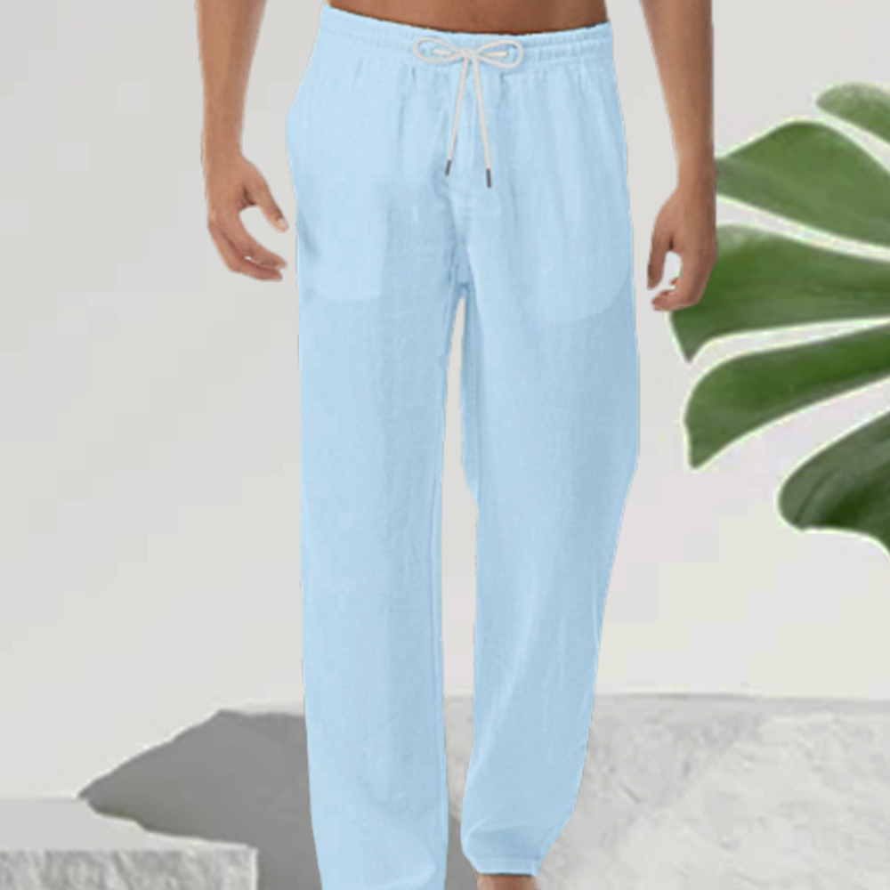 Ahlsentop™ Neue Sommer-Freizeithose für Herren aus Baumwolle und Leinen in einfarbiger Farbe