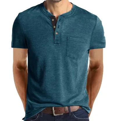 AHLSENTOP™ Sommer neue Herren lässig Rundhalstasche kurze Ärmel