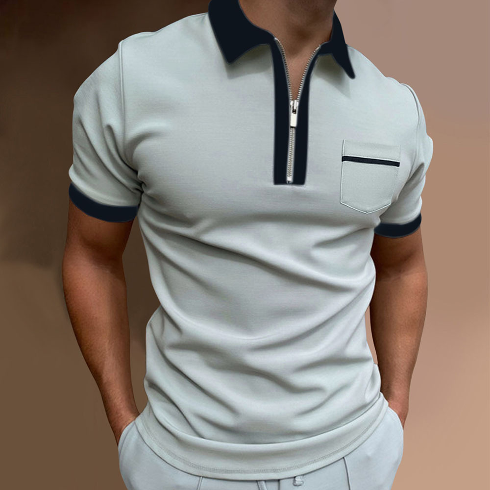 AHLSENTOP Neues, einfarbiges, lässiges Kurzarm-POLO-Shirt für Herren