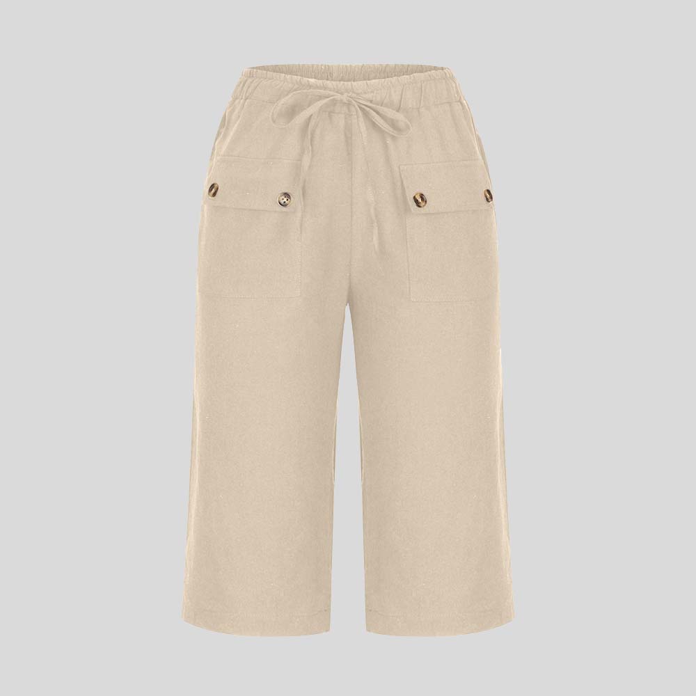 AHLSENTOP™ Lockere Sommerhose für Damen mit Kordelzug aus Baumwolle und Leinen
