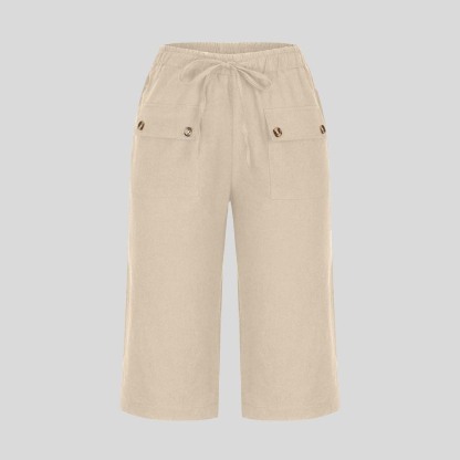 AHLSENTOP™ Lockere Sommerhose für Damen mit Kordelzug aus Baumwolle und Leinen