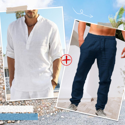 AHLSENTOP™ Herren-Leinenanzug (Langarmhemd + Hose)