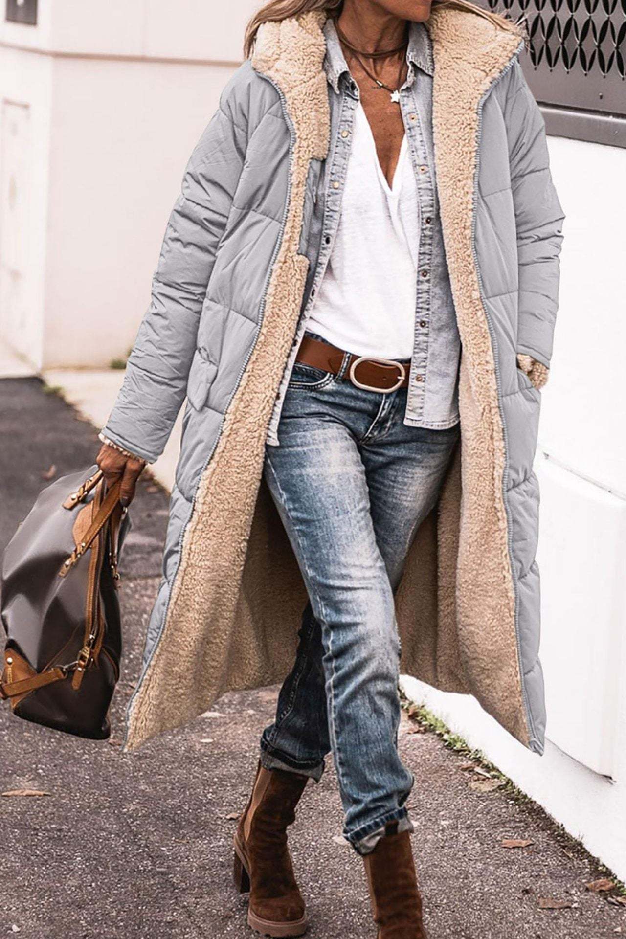 Eleganter einfarbiger Baumwoll-Cardigan-Mantel