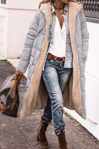Eleganter einfarbiger Baumwoll-Cardigan-Mantel