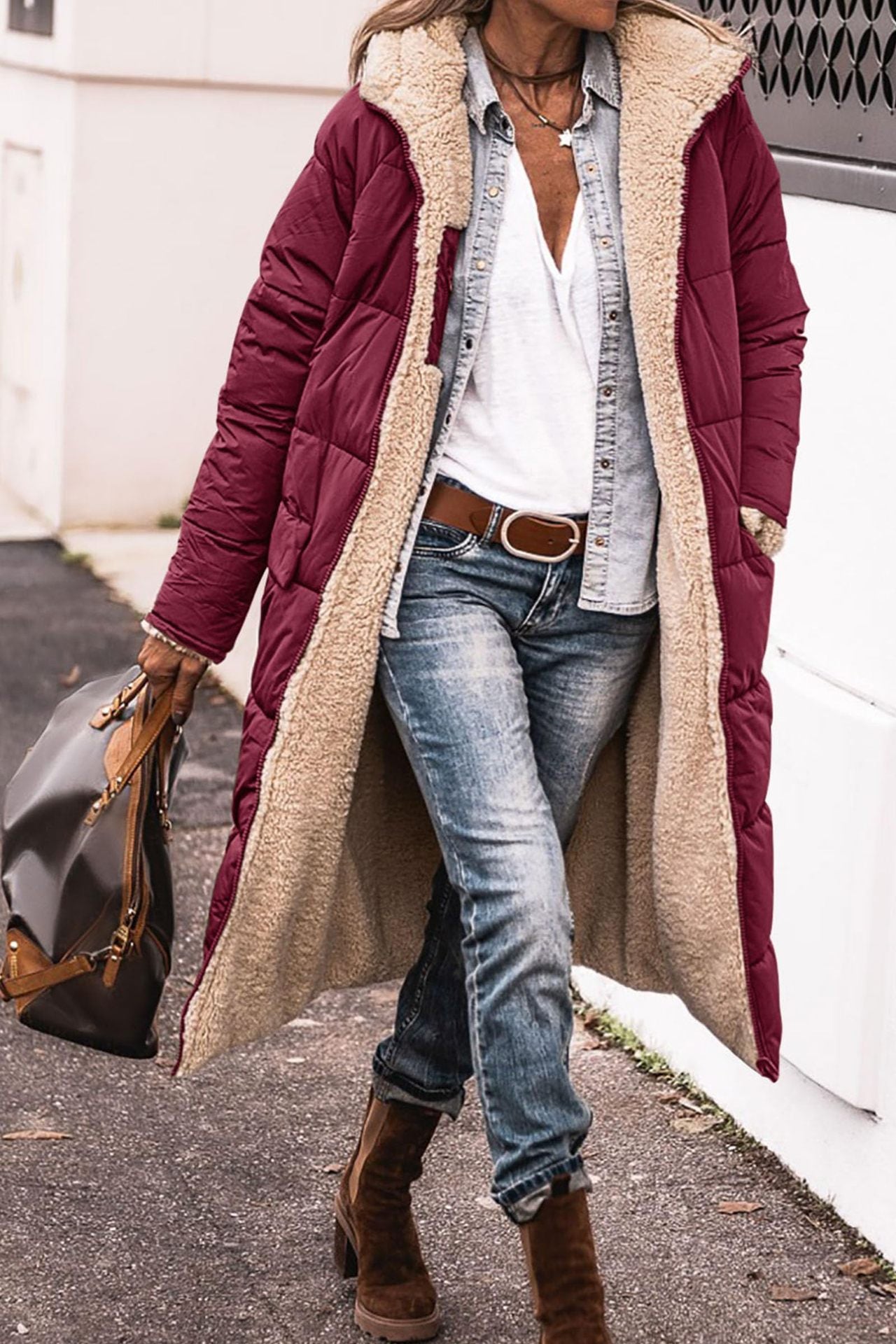 Eleganter einfarbiger Baumwoll-Cardigan-Mantel