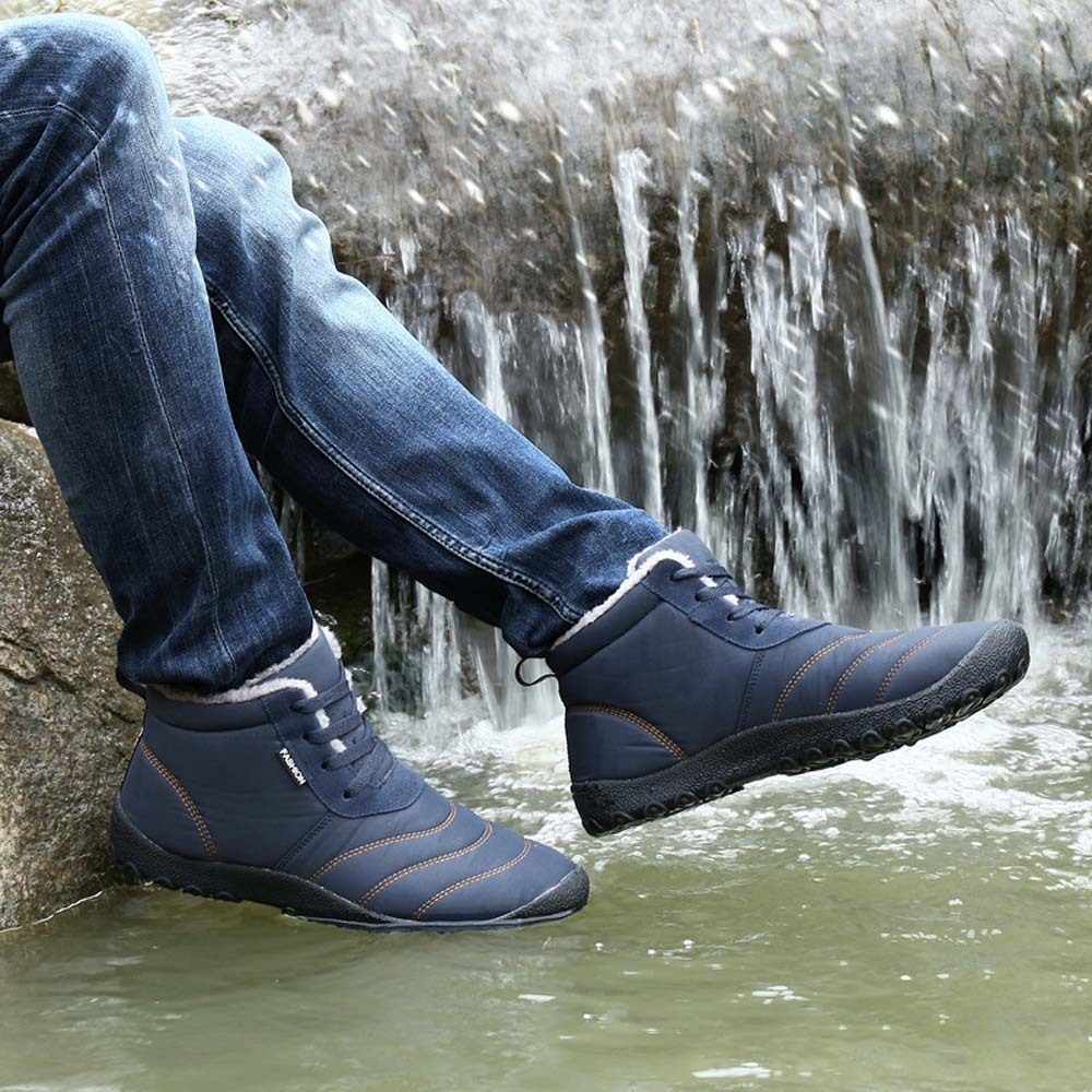 Ahlswetop Schnür-High-Top-wasserdichte Outdoor-Sport-Schneestiefel für Herren und Damen