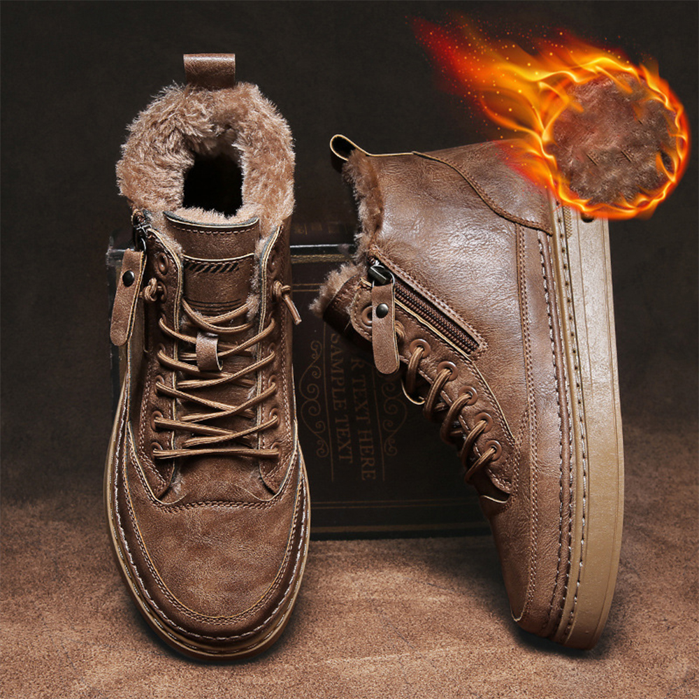 AHLSENTOP Herbst und Winter neue Leder- und Samt-Martin-Stiefel für Herren