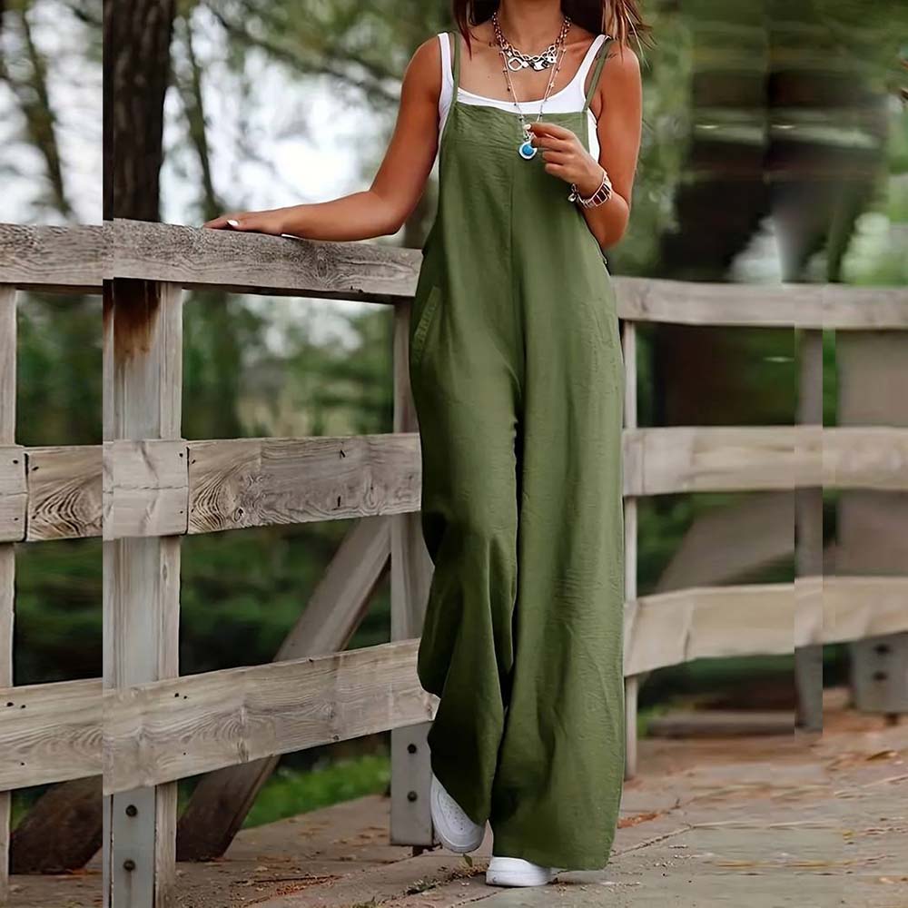 AHLSENTOP™ Damen-Jumpsuit mit hoher Taille ärmellos und weitem Bein
