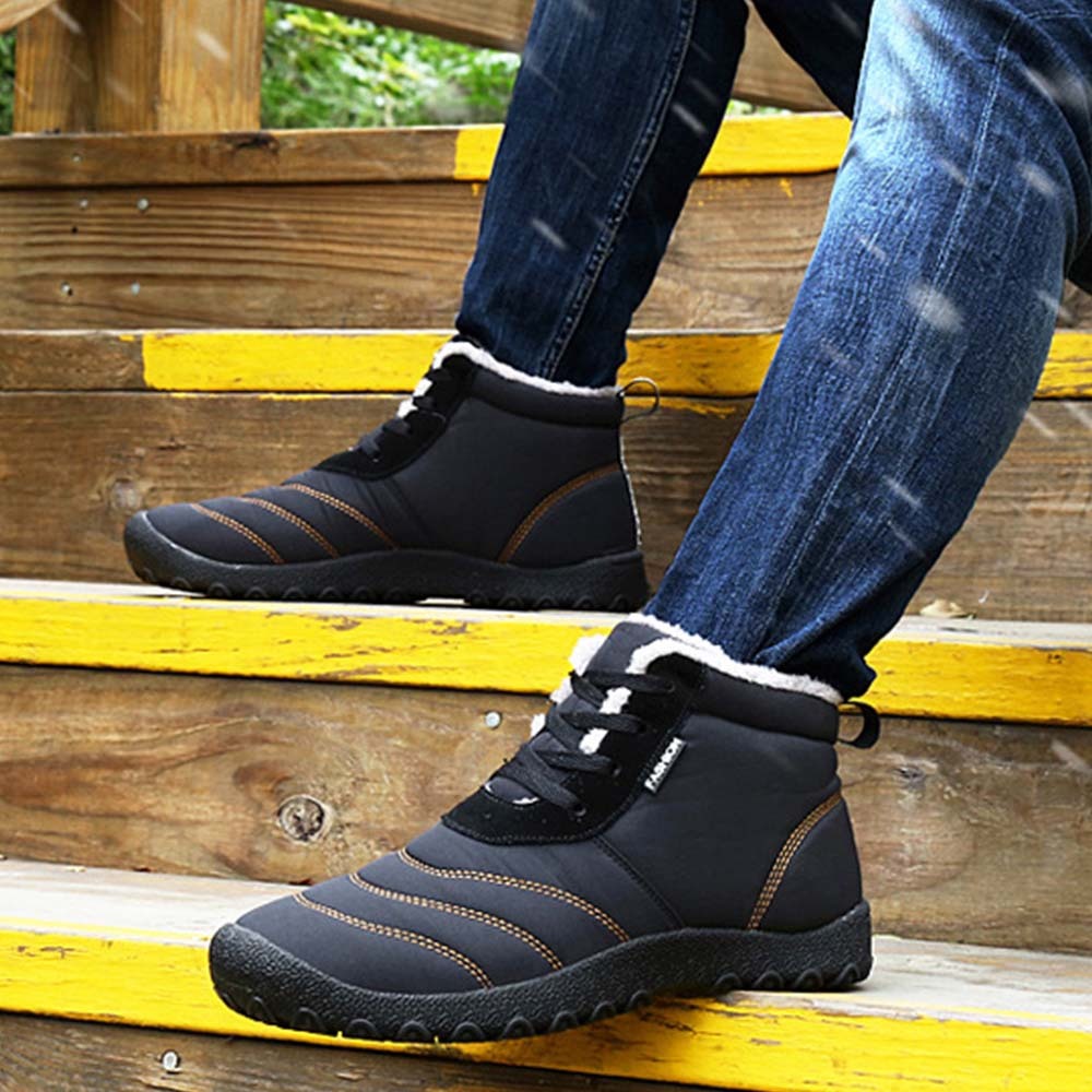 Ahlswetop Schnür-High-Top-wasserdichte Outdoor-Sport-Schneestiefel für Herren und Damen